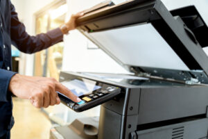 Patron using copier/scanner