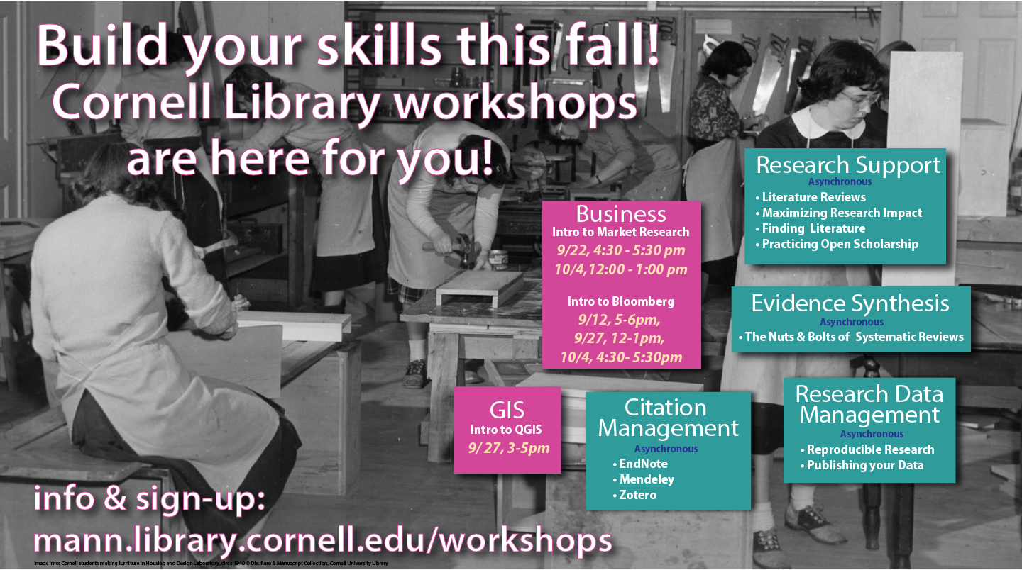 Build your skills this fall! Library workshops are here for you!