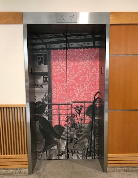 Image of artwork "Julie Baby" on Mann elevator